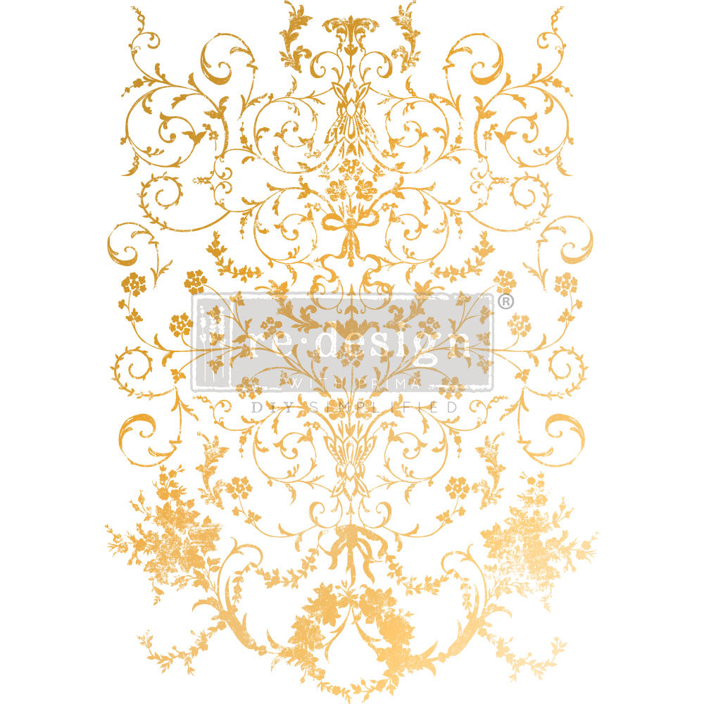 Transfer: Gold Foil Kacha – Manor Swirls